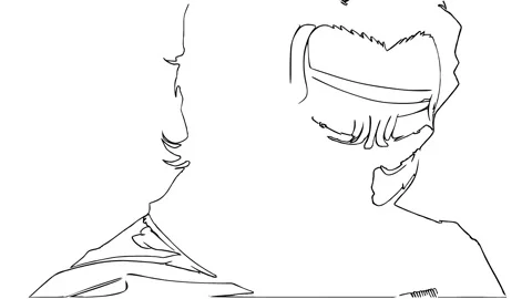 Angry expression animation. A stylized black and white illustration of a ma.. 스톡 동영상 281471797