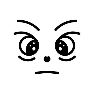 Angry expression. Face with angry emotions. Stare, Frowning eyebrows. Sketch. Illustrazione stock