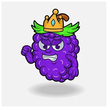 Angry expression with Grape Fruit Crown Mascot Character Cartoon. Stock Illustration