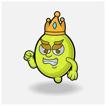 Angry expression with Lemon Fruit Crown Mascot Character Cartoon. Stock Illustration