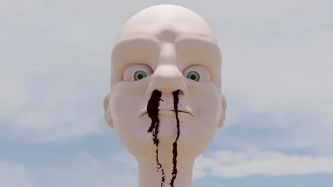 Angry face bald guy with a run blood from nose Illustrazione stock