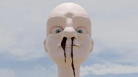 Angry face bald guy with a run blood from nose Illustrazione stock