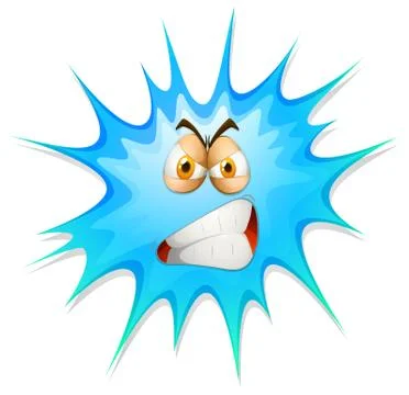 Angry face on blue splash Stock Illustration
