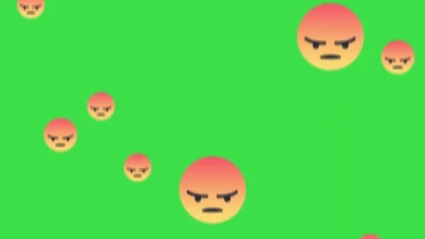 Angry face emoji animation floating on green screen background for video editing Stock Footage 329964938
