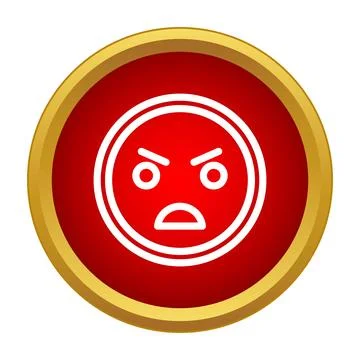 Angry face emoji in a red circle icon Stock Illustration