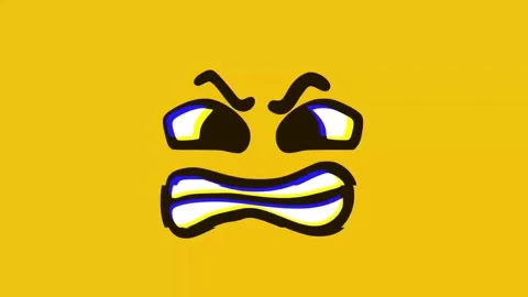 Angry face emoticon with glitch effect o... | Stock Video | Pond5