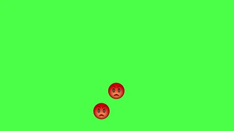 Angry face emotion on green background move up 4k footage. Cartoon character Stock Footage 145278609