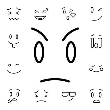 Angry, face flat vector icon in emotions pack Stock Illustration