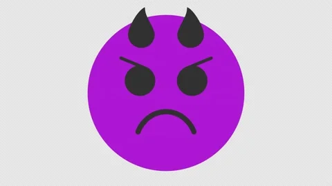 Angry Face with Horns Animated Emoji on ... | Stock Video | Pond5
