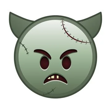 Angry face with horns Large size of zombie halloween emoji Stock Illustration