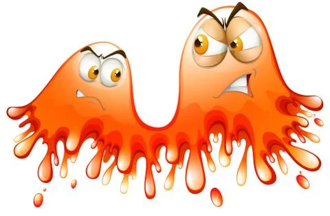 Angry face on orange splash Stock Illustration