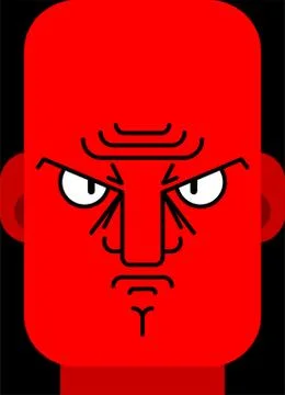 Angry face red. Evil emotion. Dissatisfied head Stock Illustration
