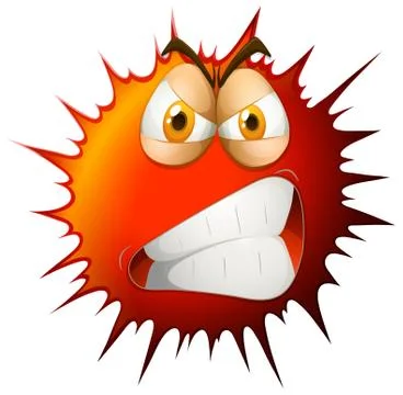 Angry face on red splash Stock Illustration