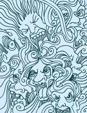 Angry faces Stock Illustration