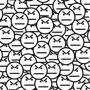 Angry faces seamless pattern Stock Illustration