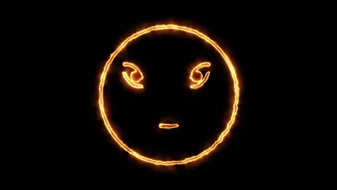 After Effects: Angry fire face. Angry face on fire. 4K #156834118