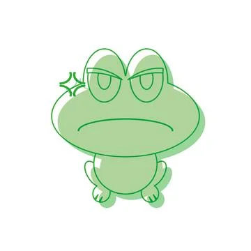 Angry frog cartoon face. Vector Stock Illustration