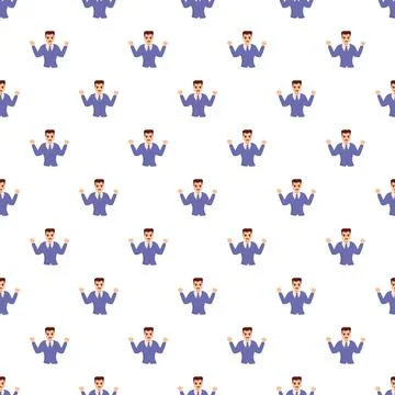 Angry frustrated man boss vector pattern repeating background Stock Illustration