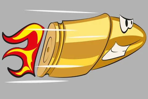 Angry funny bullet Stock Illustration
