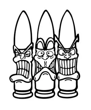 Angry funny bullets Stock Illustration