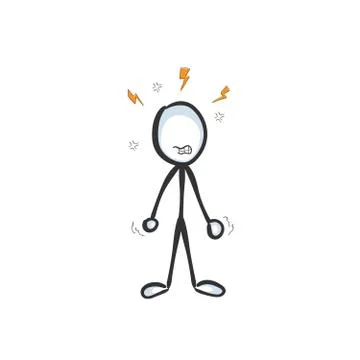 Angry furious man. Vector simple stressed aggressive person. Annoyed mad Stock Illustration