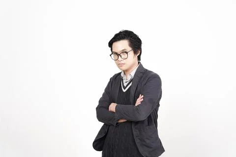 Angry Gesture Of Handsome Asian Man Isolated On White Background Stock Photos