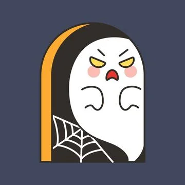 Angry Ghost Character In Arch Doorway With Spider Web Stock Illustration