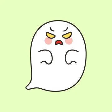 Angry Ghost Character With Furrowed Eyebrows Stock Illustration
