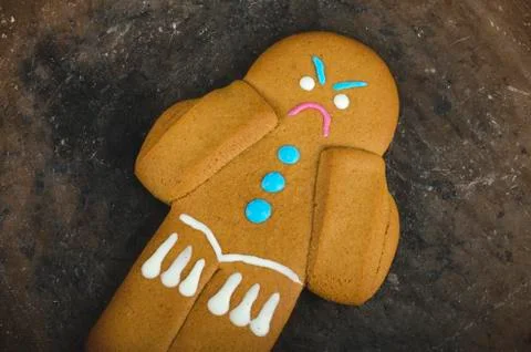 Angry gingerbread man Stock Photos