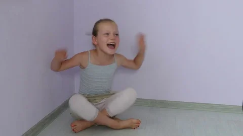 Angry girl. Behavior problems in children. Screaming young girl. Video stock 75933942