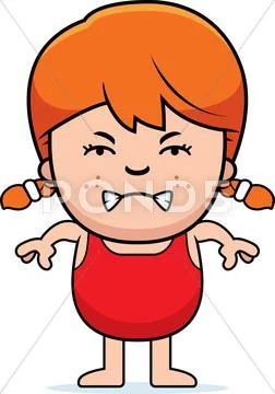 Angry girl in swimsuit Stock Illustration
