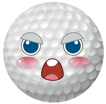 Angry Golf Ball Character Vector Illustration with Expressive Face Stock Illustration