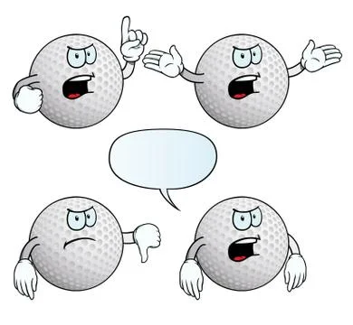 Angry golf ball set Stock Illustration