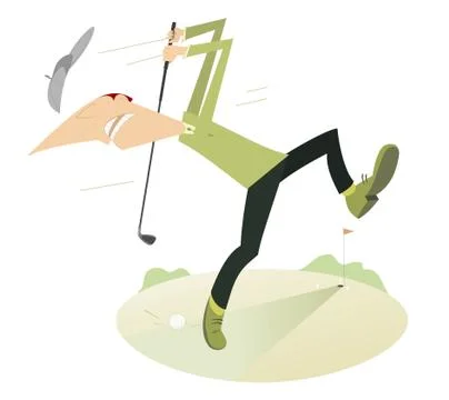 Angry golfer playing golf Stock Illustration