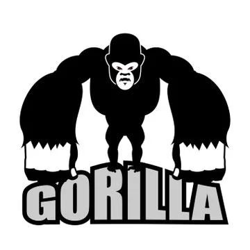 Angry gorilla. Aggressive big monkey. irritated wild animal. logo for sports  Illustrazione stock