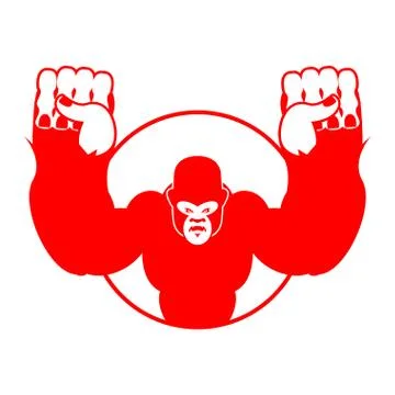 Angry gorilla. Aggressive big monkey. irritated wild animal. logo for sports  Illustrazione stock