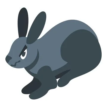 Angry gray rabbit crouching and showing teeth Stock Illustration