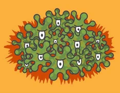 Angry green microbes Stock Illustration