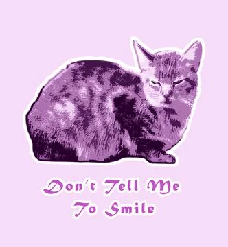 Angry Grumpy cat unhappy looking out with angry expression Stock Illustration