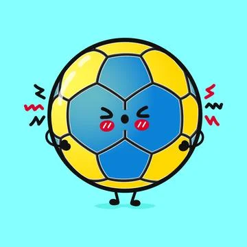 Angry Handball character. Vector hand drawn cartoon kawaii character illust.. Illustrazione stock
