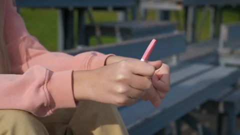 Angry hands with pregnancy test Stock Footage 297628224