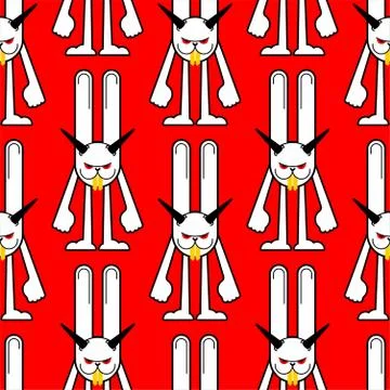 Angry hare pattern seamless. Crazy Rabbit background. Devil bunny texture. Ma Stock Illustration