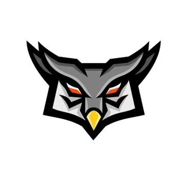 Angry Horned Owl Head Front Mascot Stock Illustration