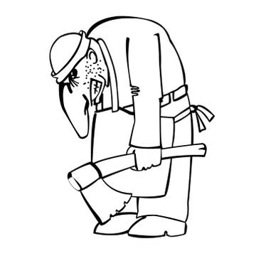 Angry hunchback with an axe Stock Illustration