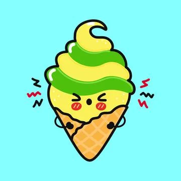 Angry Ice cream character. Vector hand drawn cartoon kawaii character illus.. Stock Illustration