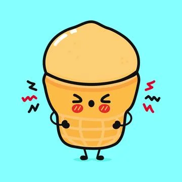 Angry Ice cream character. Vector hand drawn cartoon kawaii character illus.. Stock Illustration