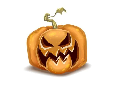 Angry Jack-o-lantern Pumpkin isolated on white background. Vector illustration. 스톡 일러스트
