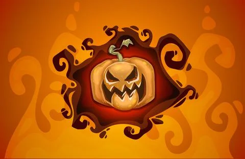 Angry Jack-o-lantern Pumpkin in burning fire cartoon. Vector illustration. 스톡 일러스트