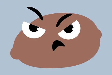 Angry kiwi fruit sticker with grumpy face cartoon character, vector illustration 스톡 일러스트