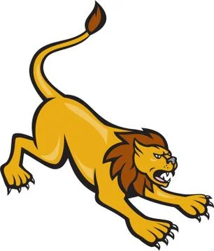 Angry lion attacking side Illustrazione stock